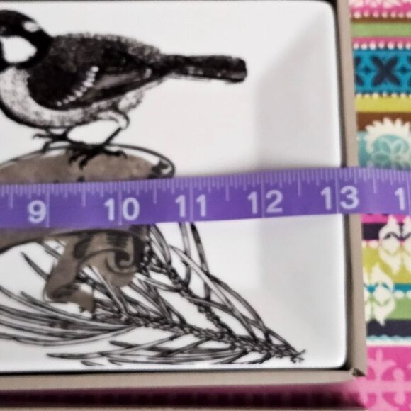 St. Nicholas Square Bird on Branch Joy to the World Fluted Ceramic Treat Tray - Picture 9 of 9